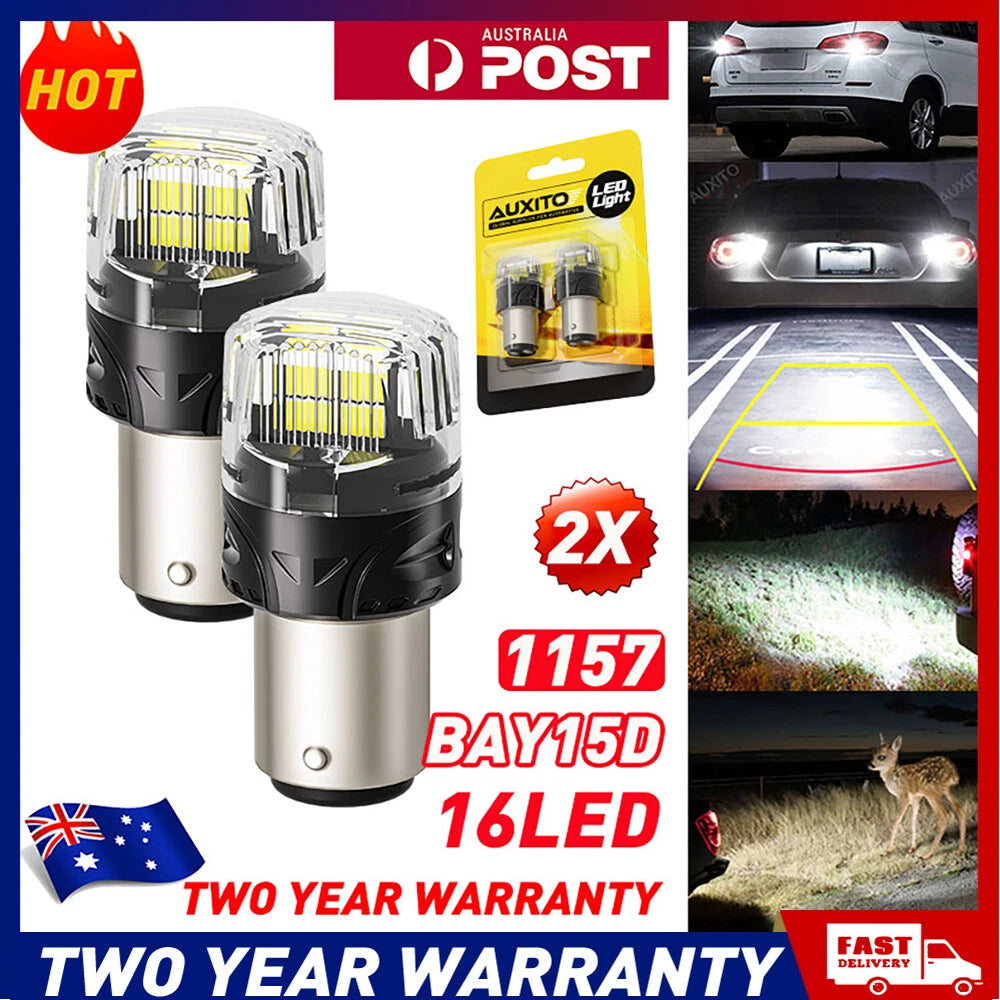 2X AUXITO BAY15D 1157 P21/5W 12V RED CAR 16SMD BRAKE LED STOP TAIL LIGHT BULBS
