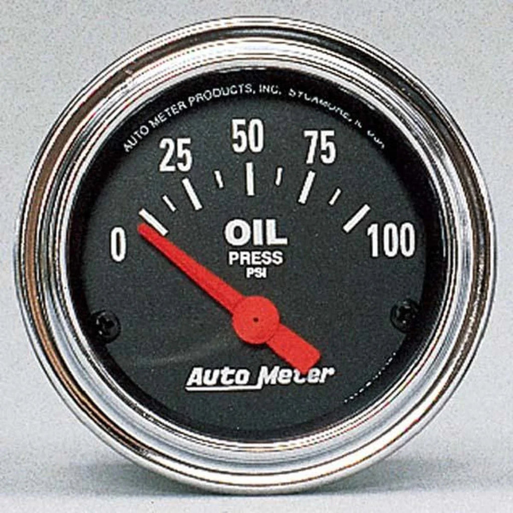 Autometer Trad Chrome 2-1/16in Oil Pressure Gauge 0-100PSI Short Sweep Electr...