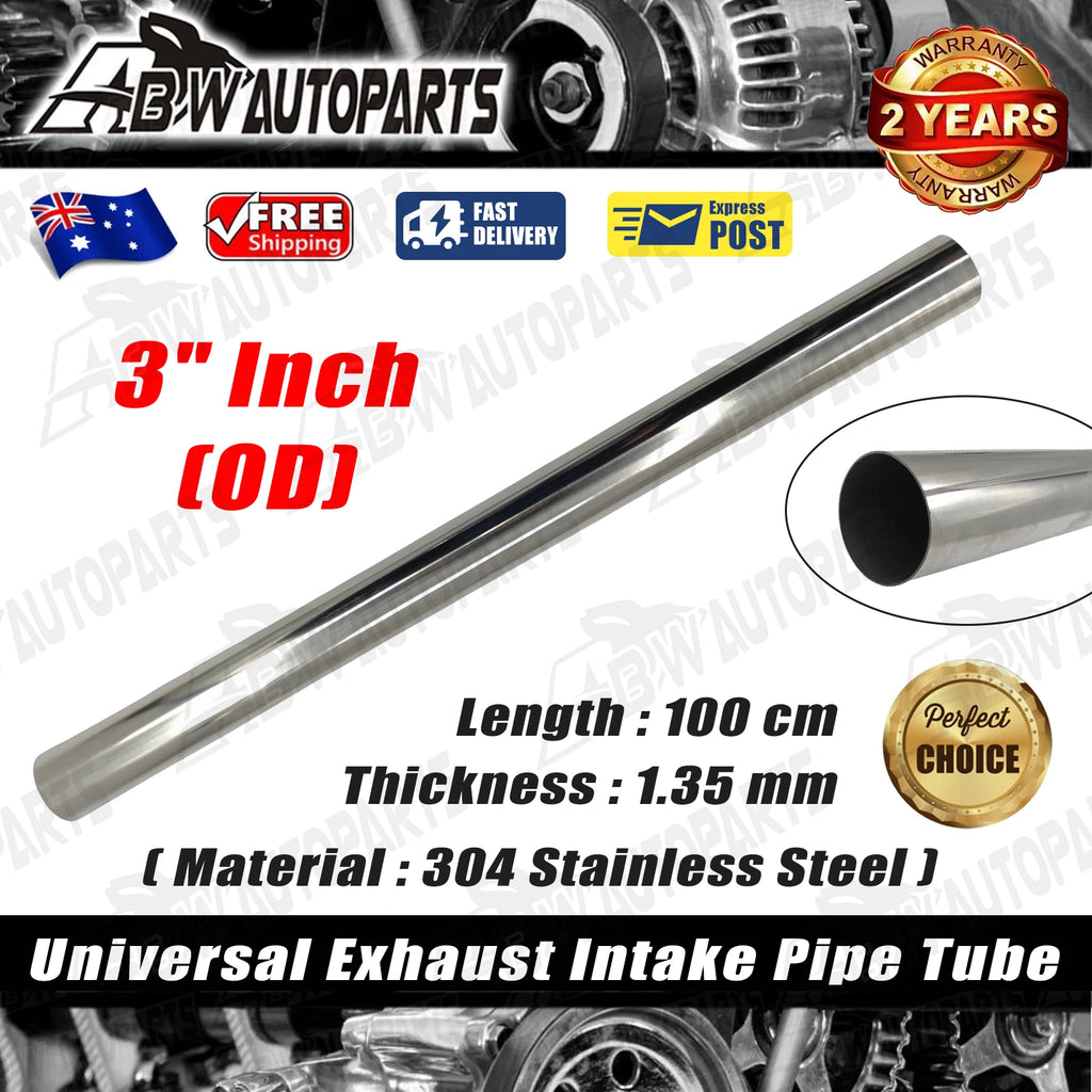 3inch 76mm OD Exhaust Tube Pipe 304 Stainless Steel 1M LENGTH 1.35mm Thickness