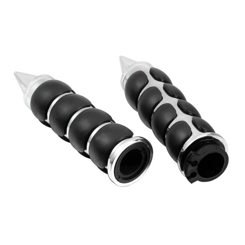 Motorcycle 1" Spike Hand Grips Handlebar Throttle Black Chrome Fit For Harley ST