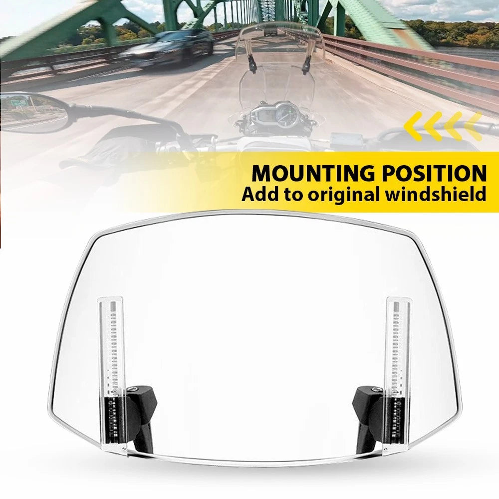 Motorcycle Windshield Motorbike Clip On Windscreen Deflector Extension Spoiler