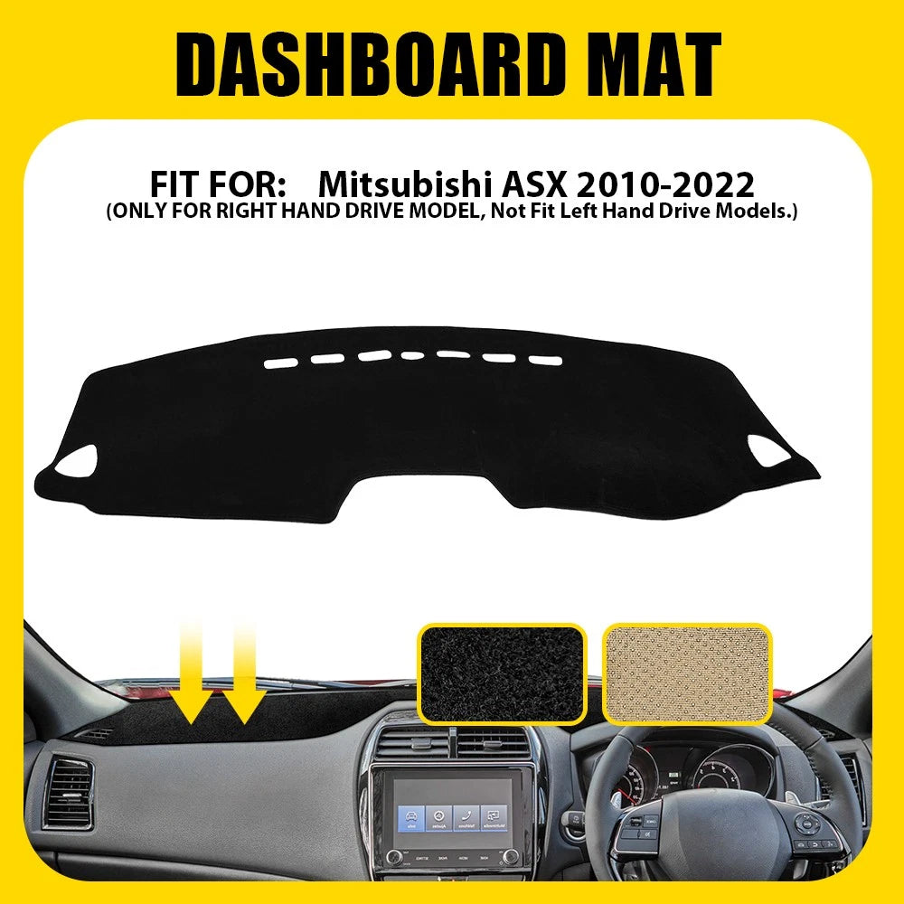 Dash Mat For Mitsubishi ASX 2010-2022 SUV Dashboard Cover Black Non-Slip RHD A