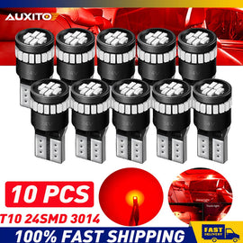 10pcs Canbus Free T10 LED Red Car Side Wedge Light Globe Bulbs 194 168 W5W 12V