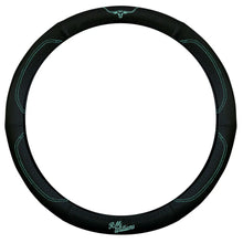 Load image into Gallery viewer, R.M. Williams Steering Wheel Cover 15" Black/Aqua SWRMWAQU