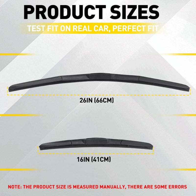 26"/16" Front Wiper Blades Set for Toyota RAV4 XA40 2013-2018 J-Hook