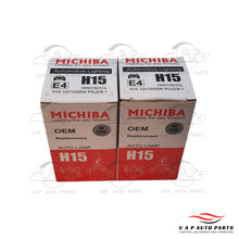 Load image into Gallery viewer, H15 Halogen Headlight High Low Beam Globe Bulb PGJ23T-1 12V 55W x 2pc Pack