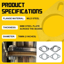 Load image into Gallery viewer, 3" 76MM 4 BOLT 304 STAINLESS STEEL UNIVERSAL EXHAUST FLANGE PLATE GASKET KIT 4PC