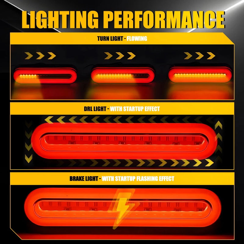 8x 58 LED Sequential Tail Lights 12-24V Trailer Truck Ute Rear Lamps