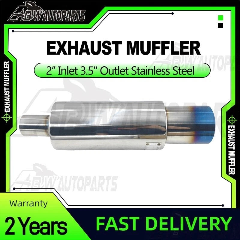 3.5" 2" Inlet Blued Tip Polished/Blued Cannon Exhaust Muffler
