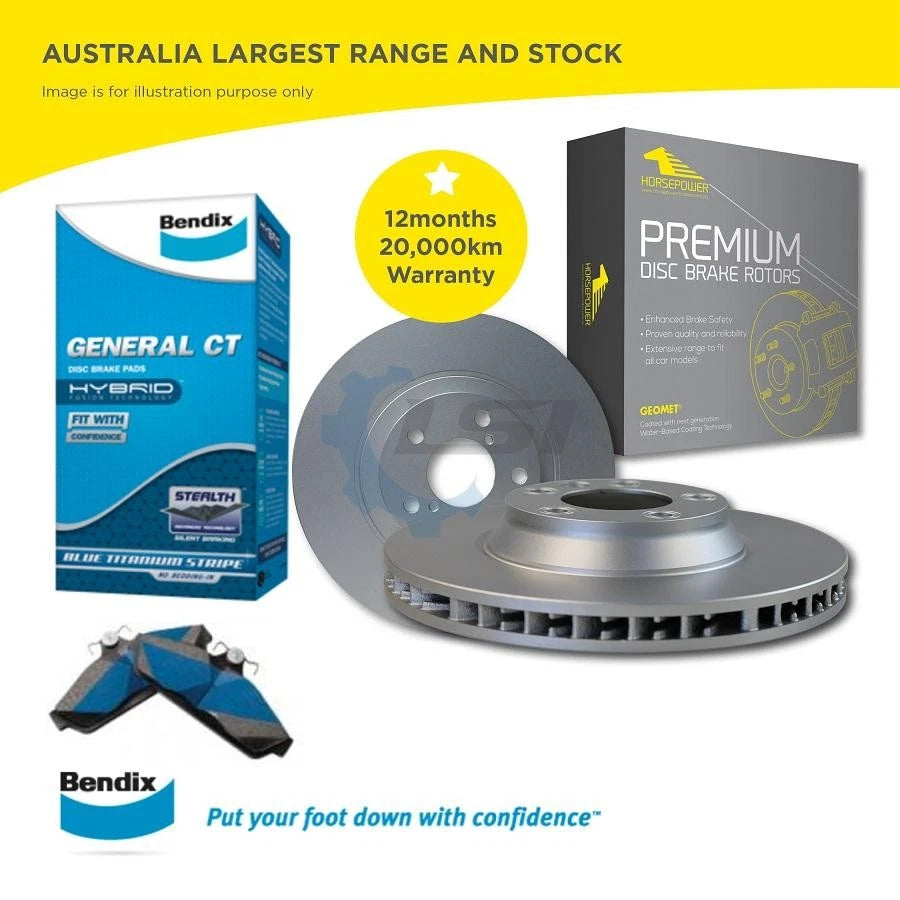 Rear Bendix GCT brake pads and solid disc rotors kit for Toyota Prius 1997-2003