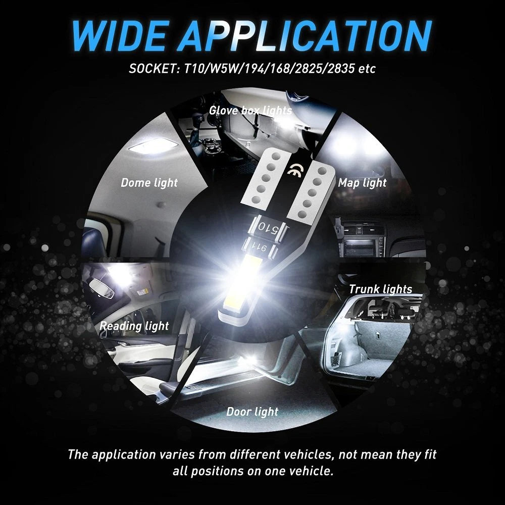 10x Canbus White 194 168 W5W T10 LED Car Side Wedge Parker Light Globe Bulb