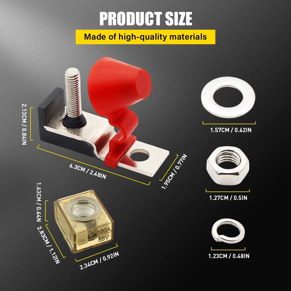 Waterproof 100A 8mm MRBF fuse holder battery terminal mount W/ 1 fuse Univerasl