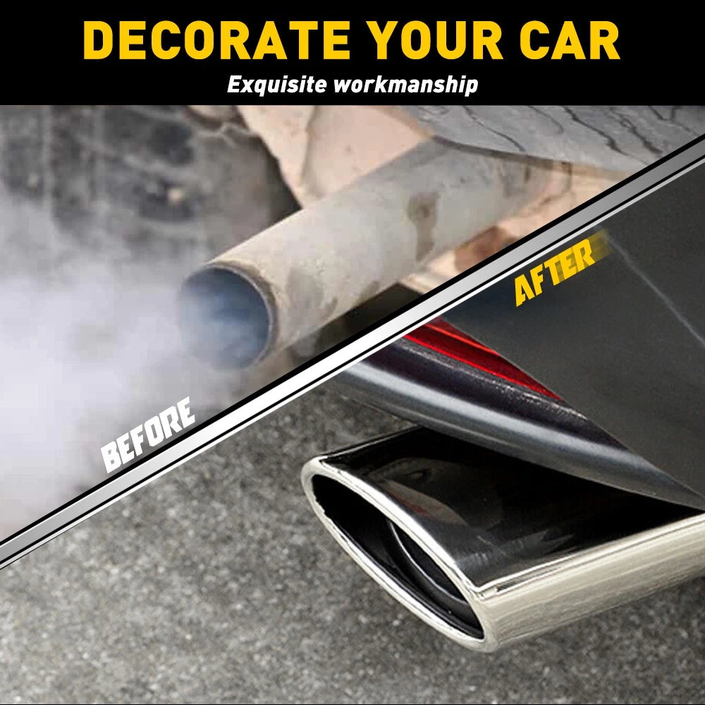 2x 3.4" Outlet Car Auto Exhaust Tip Slant Cut Stainless Steel Muffler Tail Pipe