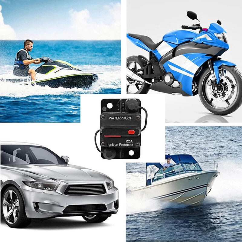 Waterproof Car Circuit Breaker Fuse Reset 120-300A 12V-48V DC Car Boat Auto IP67