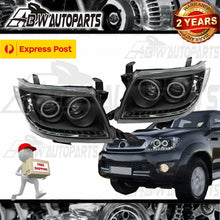 Load image into Gallery viewer, SET Headlights For Toyota Hilux N70 7/2011-2015 Black HALO Angel Eyes Projector