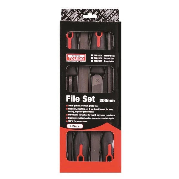 Toledo File Set Smooth Cut 200Mm 4 Pc TFR2003