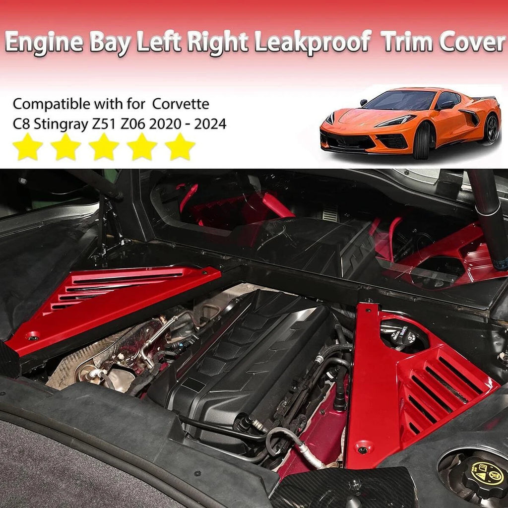 Red ABS Engine Bay Panel Cover for Chevrolet Corvette C8 Stingray 2020-2024 ST