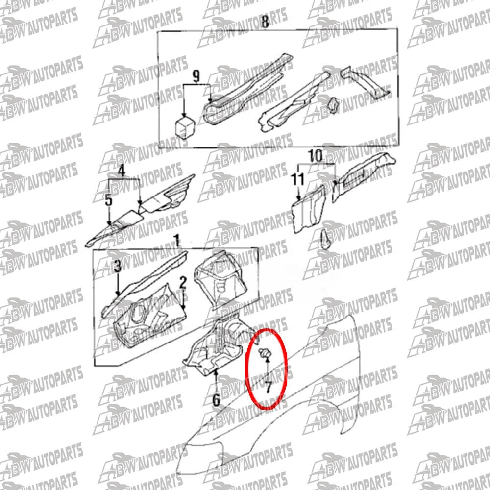 Qty.100 for Ford Falcon AU BA BF FG Territory SX SY SZ Plastic Scrivet Clip Pin