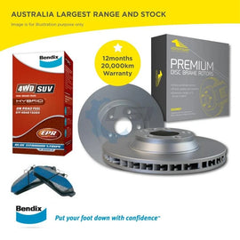Front Bendix 4WD Brake Pads & Rotors Set – Nissan Navara D22 4WD 2002-2007 (300mm Vented)