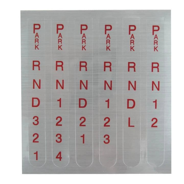 B&M Reverse/Standard Shift Pattern Indicator Decal With Red Lettering BM80848