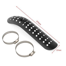 Load image into Gallery viewer, Universal Motorcycle Curve Exhaust Muffler Pipe Heat Shield Cover Heel Guard BLK
