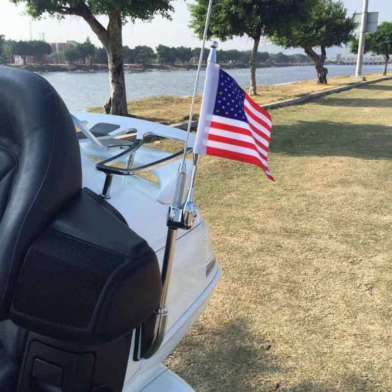 For Honda Goldwing GL1800 2001-2011 Motorcycle USA American Flag & Flag Pole ST