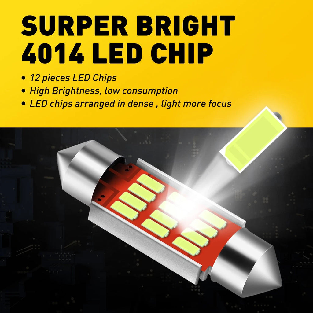 2x BLUE FESTOON LED INTERIOR DOME LIGHT MAP BULB GLOBE 12V CAR 4WD 36MM 12SMD