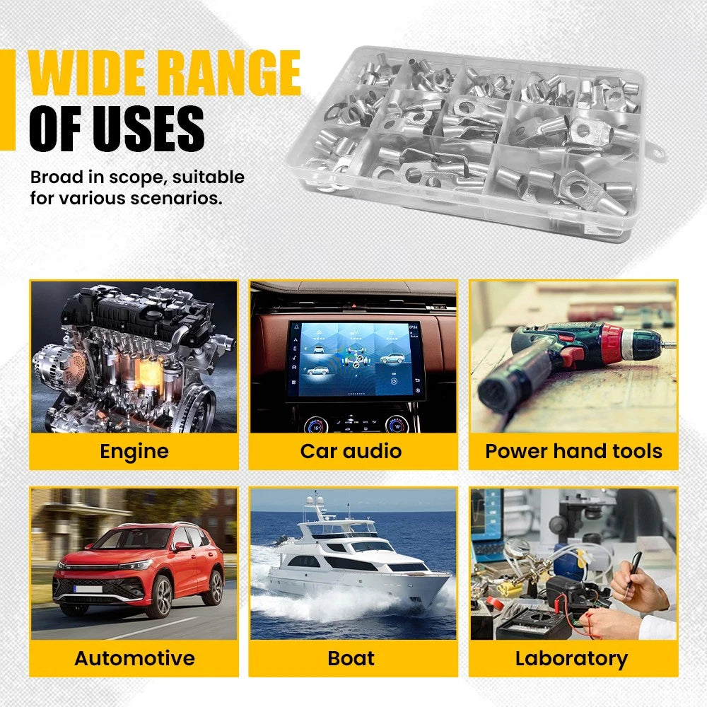 240x Battery Copper Cable Lugs Crimp Ring Terminals Connectors Electrical Wire
