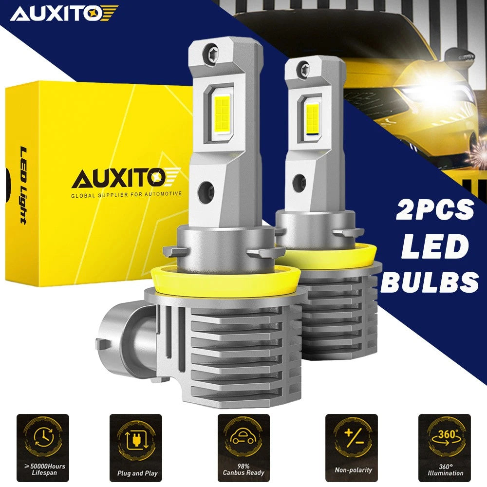 AUXITO H8 H11 H9 Waterproof LED Low High Beam Amber White Headlight 12V Durable.