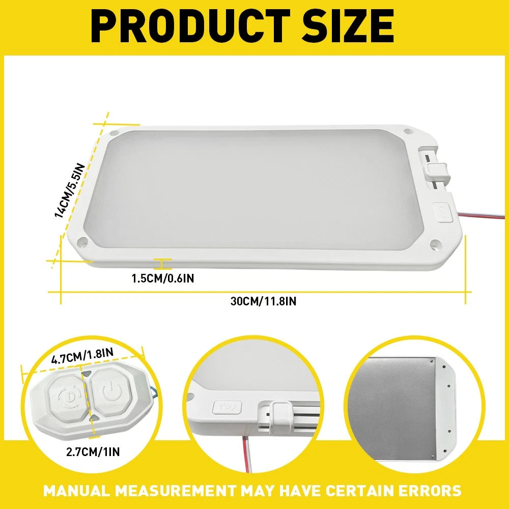 LED Interior Roof Cabin Light 12V Caravan Trailer Motorhome RV Boat Ceiling Lamp