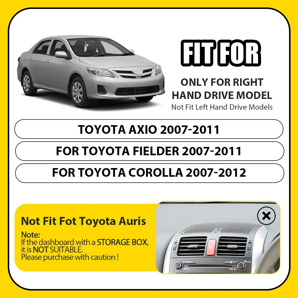 Dashboard Cover Dash Mat for Toyota Corolla Axio Fielder 2007-2012 RHD