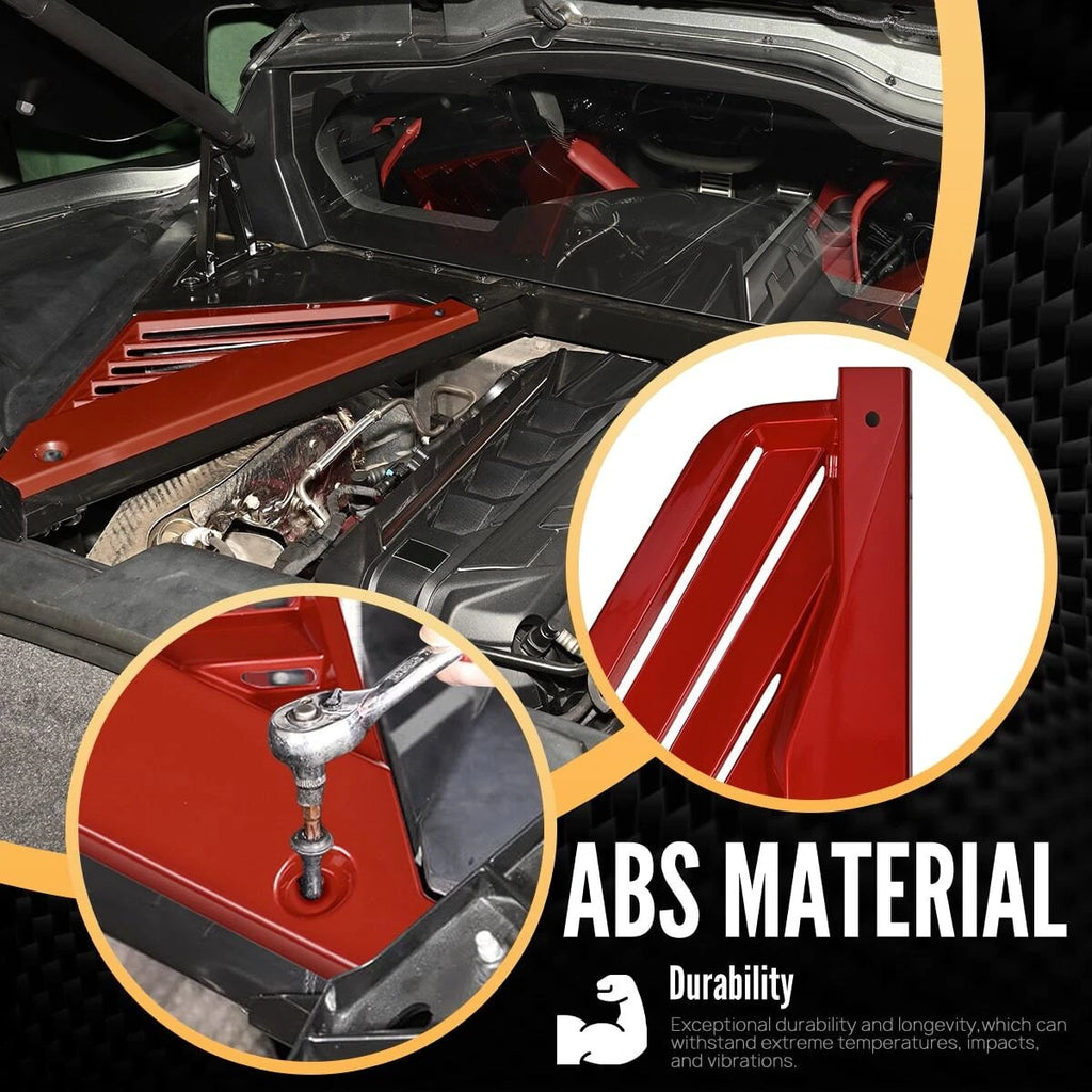 Red ABS Engine Bay Panel Cover for Chevrolet Corvette C8 Stingray 2020-2024 ST
