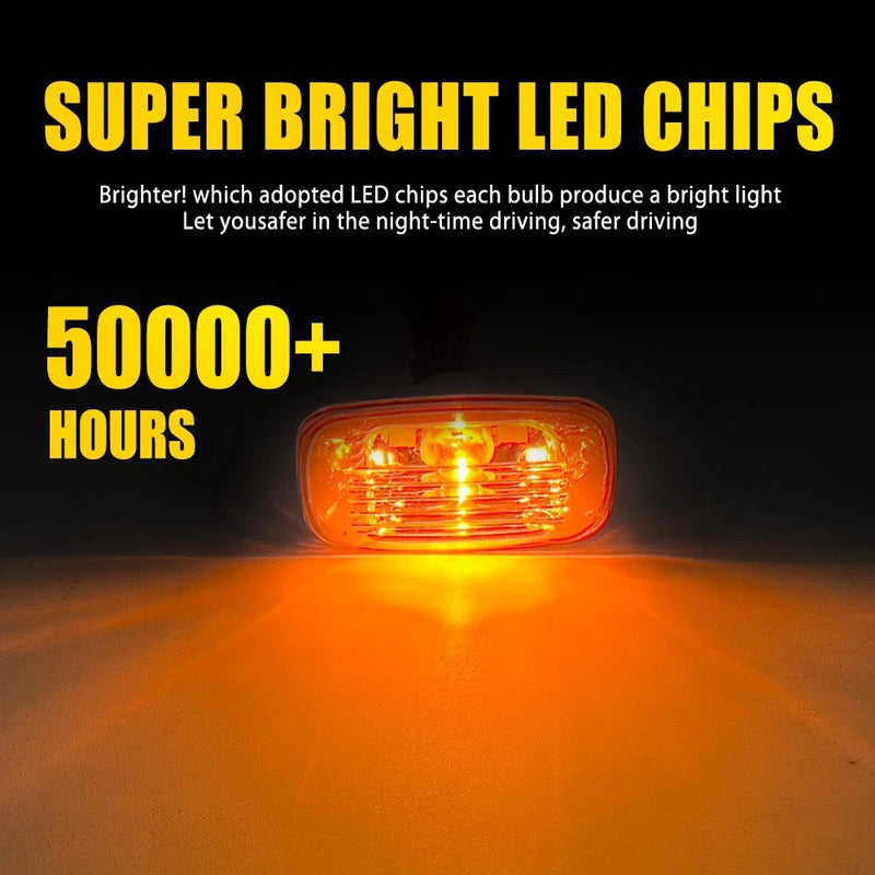 Pair LED Side Indicator Lights Clear Lens for Toyota Hilux & Land Cruiser