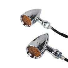 Load image into Gallery viewer, 2X Chrome Motorcycle Bullet LED Turn Signal Indicator Amber Lights For Harley AU