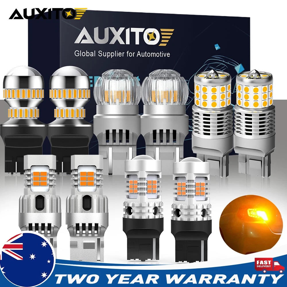 2x T20 7440 WY21W W21W AMBER ORANGE LED INDICATOR SIGNAL LIGHT BULBS 12V AUXITO.