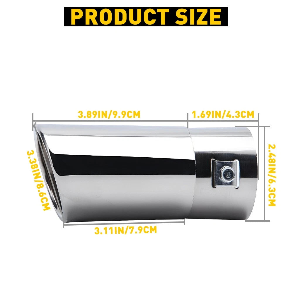 Car Exhaust Pipe Tip Rear Tail Throat Stainless Muffler Steel Round Accessories