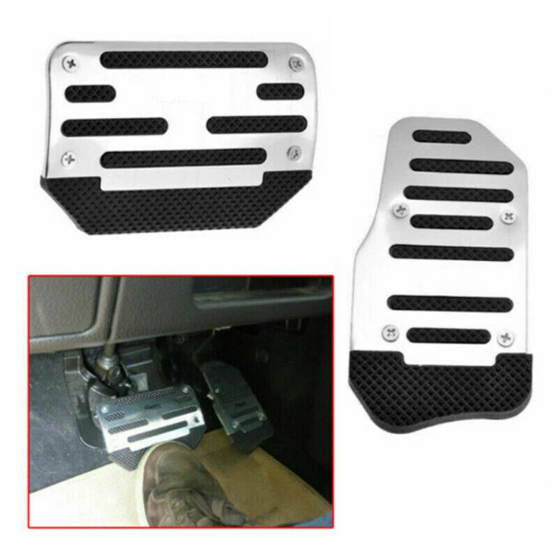 Silver Non-Slip Automatic Car Gas & Brake Pedal Covers, 2-Piece Set