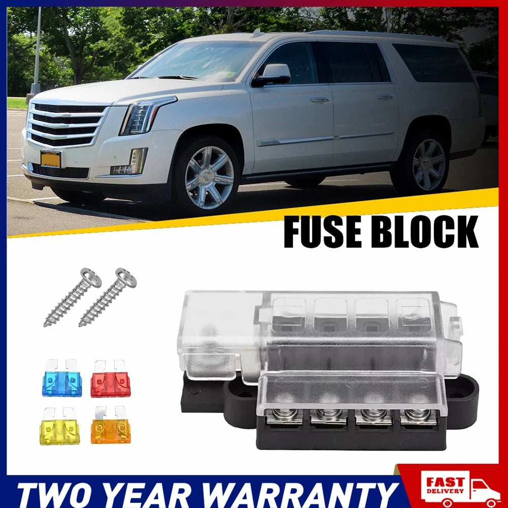 4 Gang Fuse Box Positive Block 12v 24v Terminal Holder Circuit Fit ATO ATC Fuses
