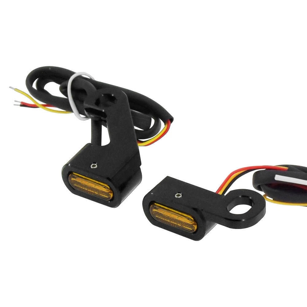 2X Black LED Turn Signal Indicator Running Light Fit For Harley Touring Softail