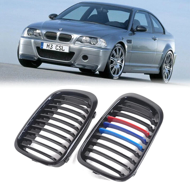 Gloss Black M Color Front Kidney Grill Grille For BMW E46 3Series 4Door 98-01 ST