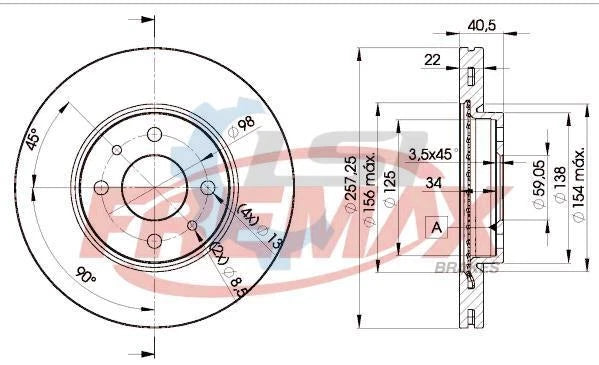 Fremax Front Disc Rotors for Fiat 500 500C 1.4 2008-2021 Vented