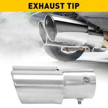Load image into Gallery viewer, Silver Twin Outlet Car Exhaust Muffler Tip Tail Universal 2.5 Throat inlet Tips