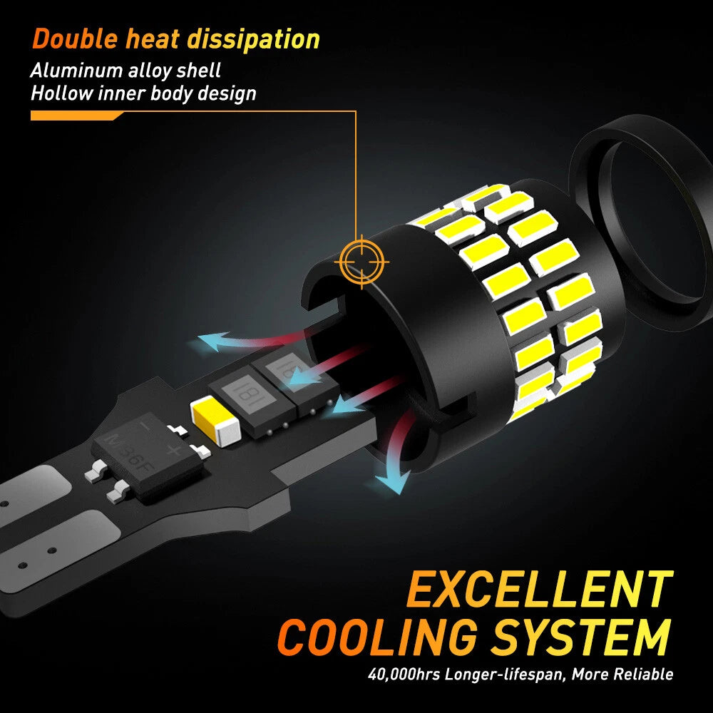 AUXITO 4X T15 912 921 W16W CANBUS LED Reverse Wedge Globe Car Light Bulb 6500K A