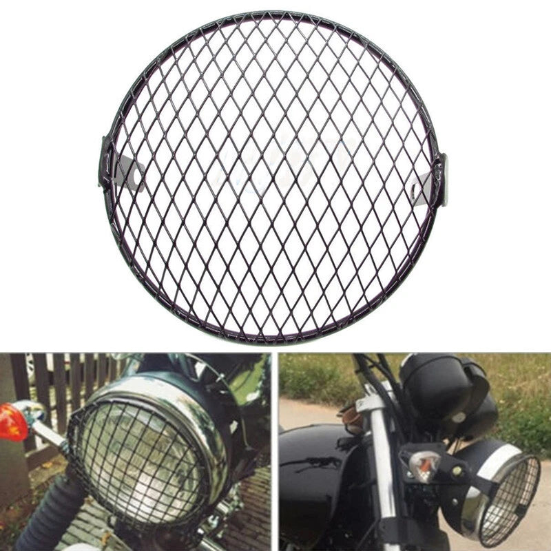 6.5in Headlight Mesh Grill Guard Motorcycle Headlamp Light Metal Cover Protecter