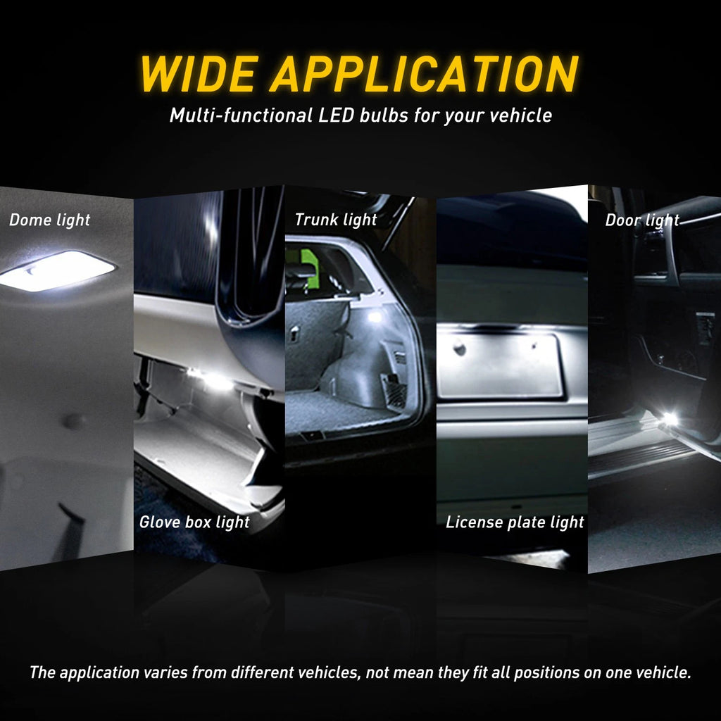 2X AUXITO CAR LED 36MM FESTOON INTERIOR LIGHT WHITE BULB WEDGE AUTO DOME GLOBE