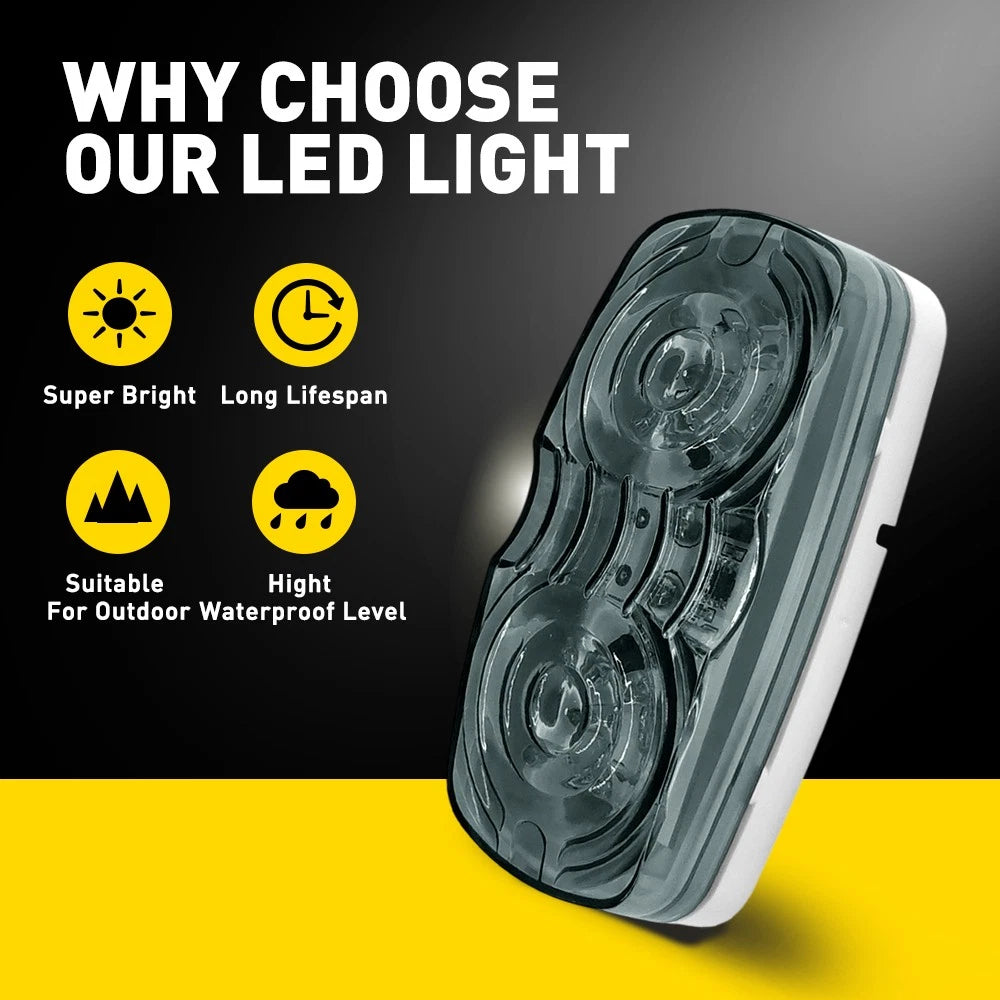 4x LED Red Amber Side Marker Clearance Lights 12–24V IP67 Smoked Lens