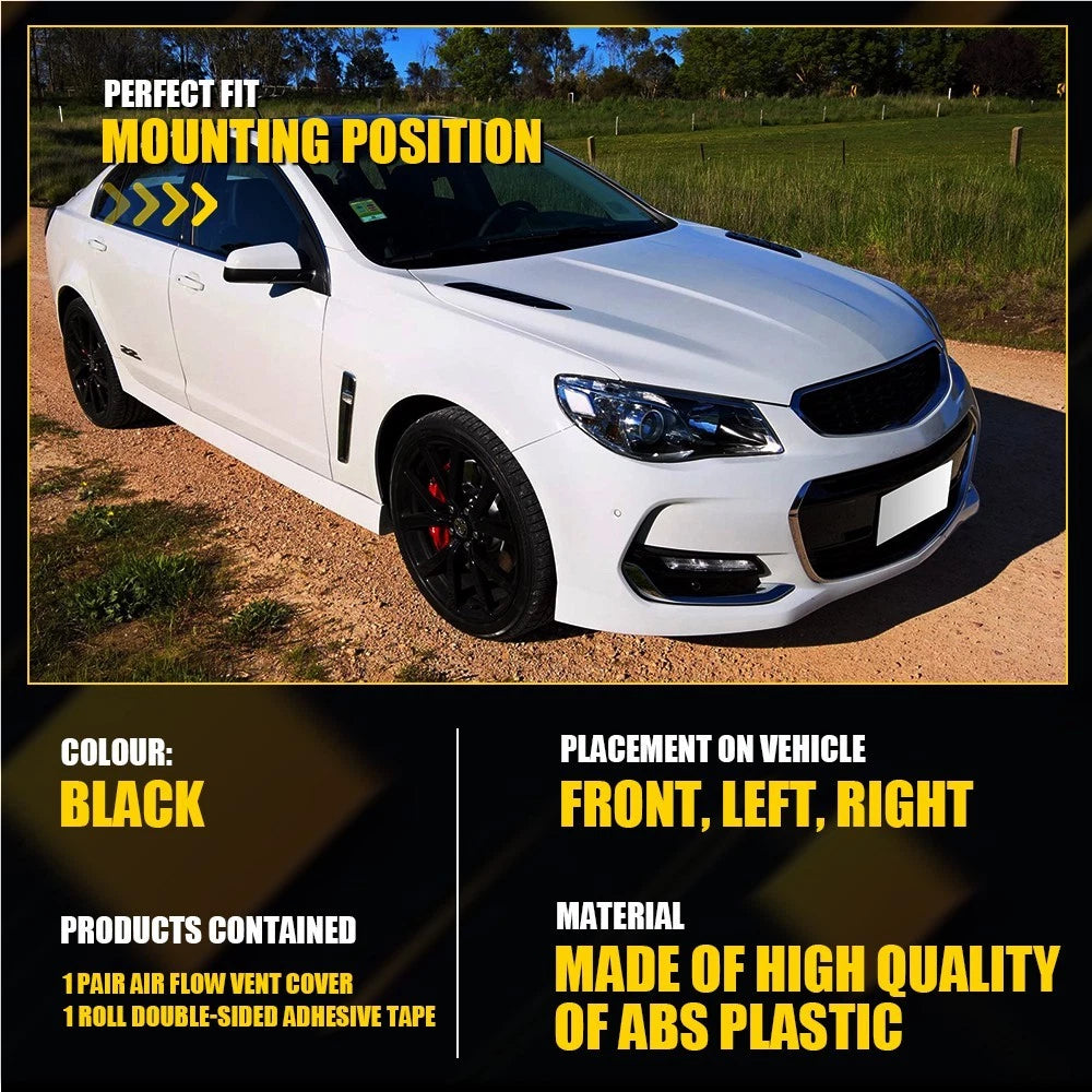 2X Car Air Flow Intake Hood Scoop Bonnet Vent Cover Universal Decor Turbo Side