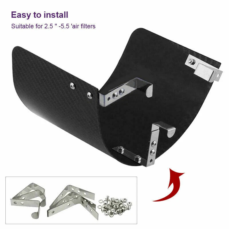 New Air Intake Filter Cover 2.5 ' -5.5' Universal Iron Heat Shield Carbon Fiber