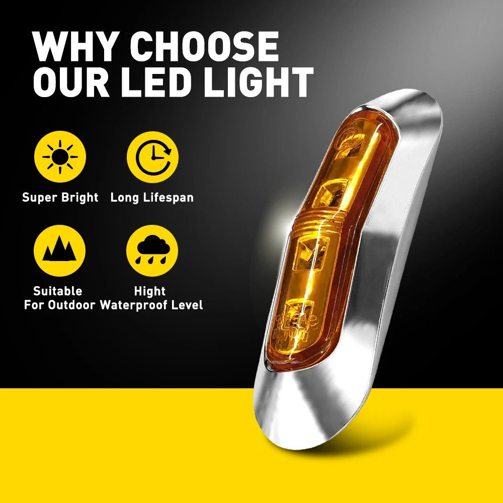 20x LED CLEARANCE LIGHTS SIDE MARKER LAMP AMBER TRAILER TRUCK CARAVAN 12-24VOLT