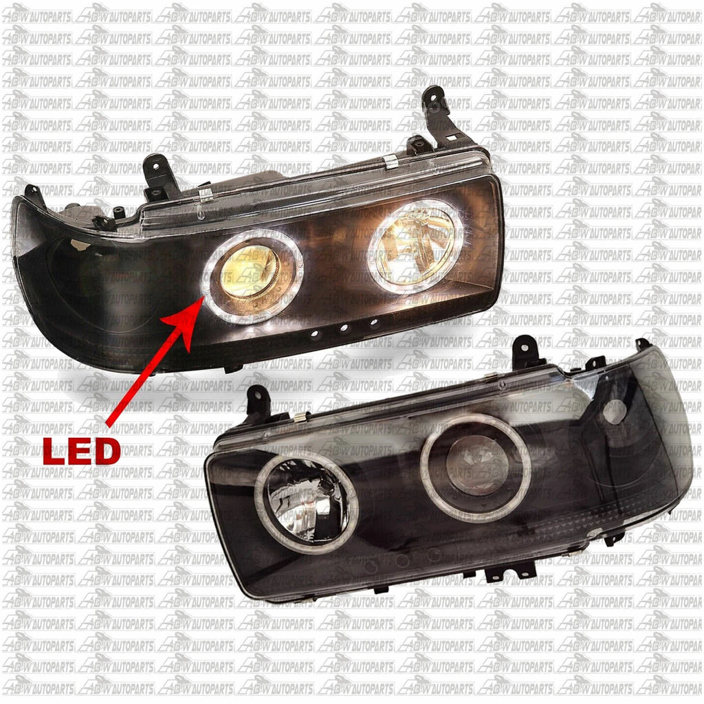 BLACK Angel Eye Projector HeadLights LED For Toyota Landcruiser 80 Series 90-98